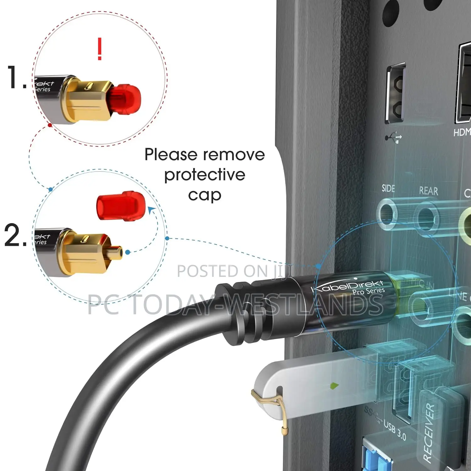 Kabeldirekt Optical Audio Cable - 10ft Digital Optical Cable