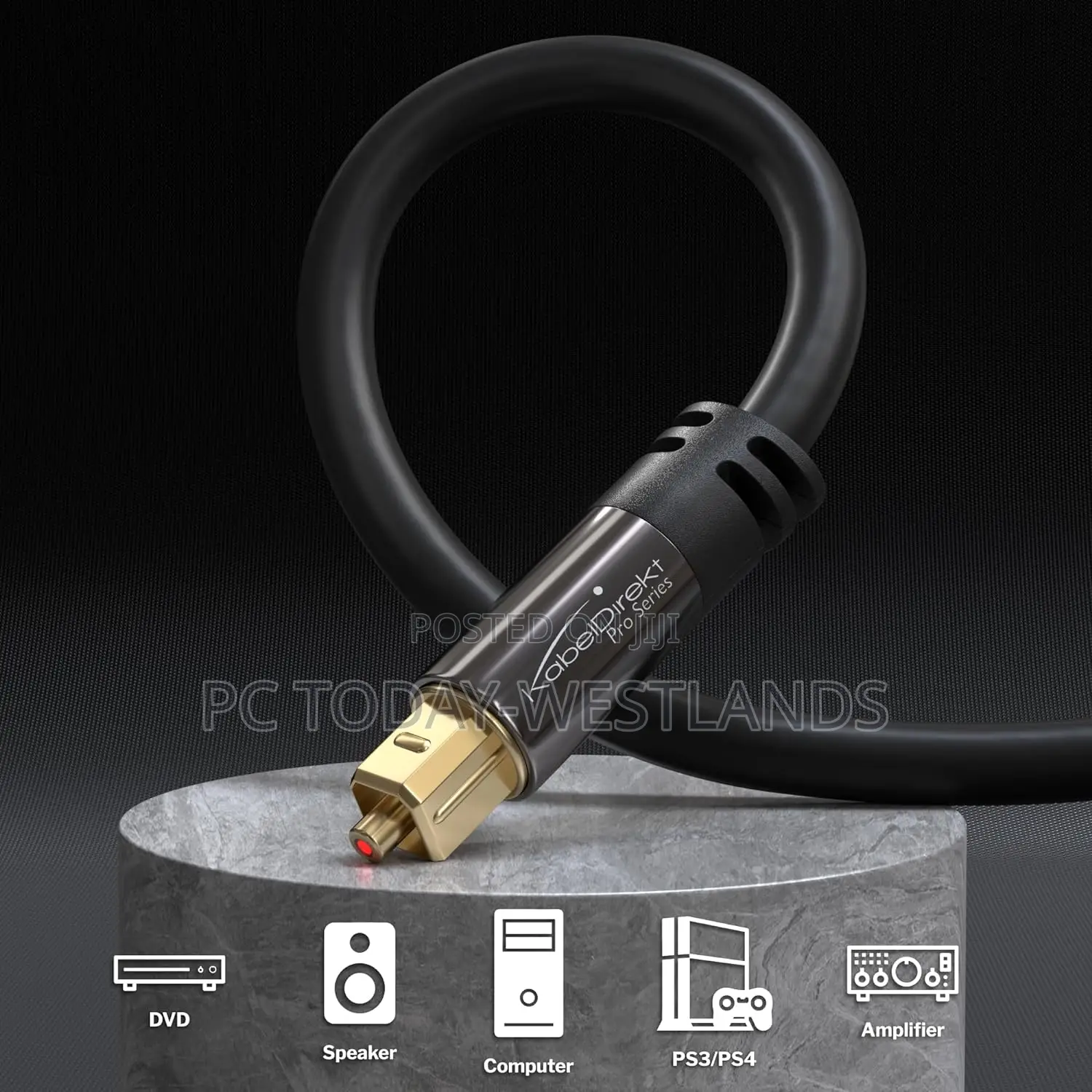 Kabeldirekt Optical Audio Cable - 10ft Digital Optical Cable
