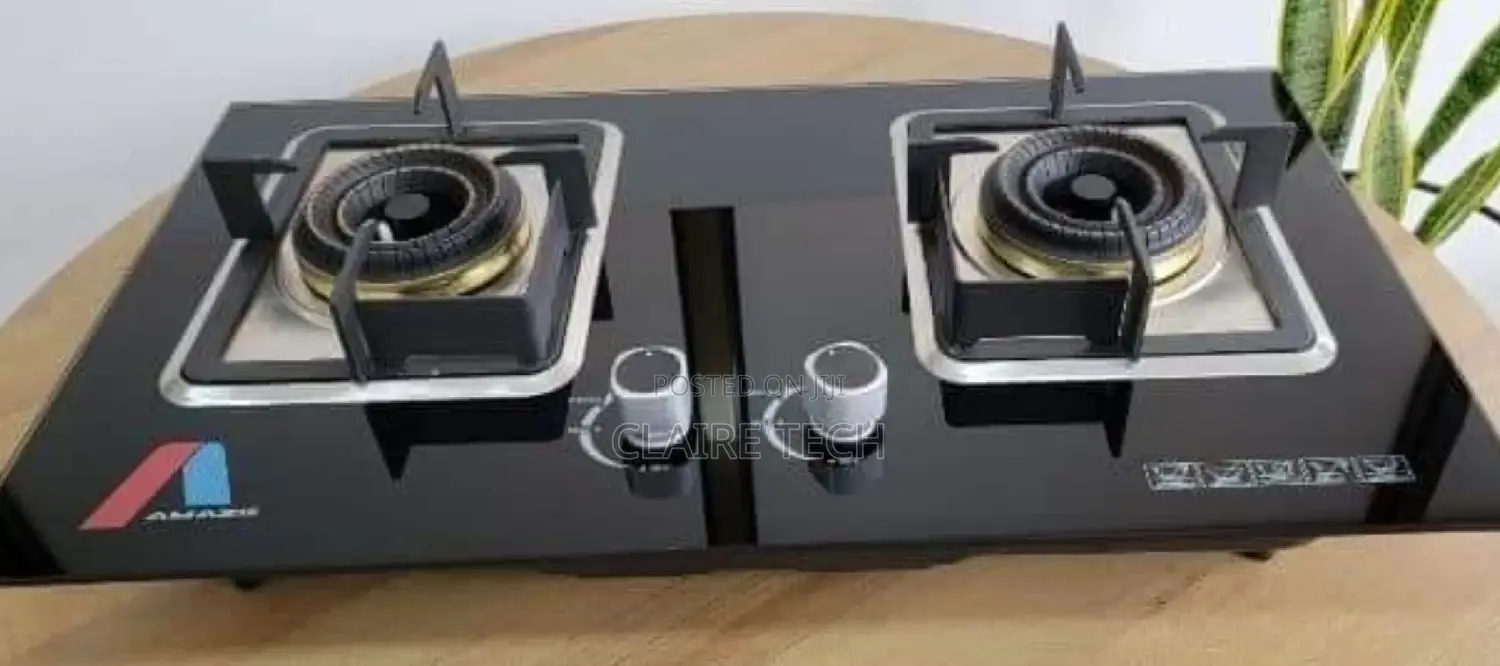 Black 2 Burner Amaze Inbuilt Glass Hob Cooker