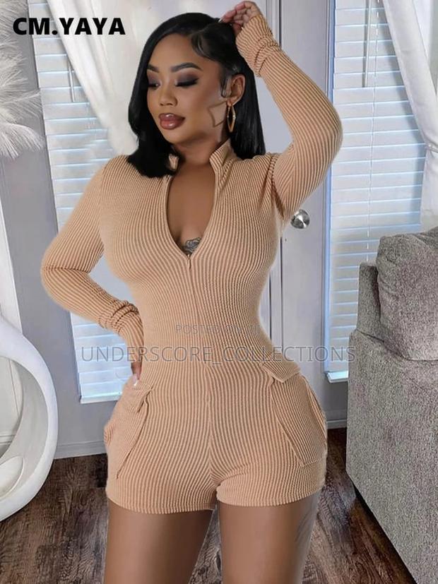 Classy Pocket Ribbed Cargo Romper Short - thumbnail 4