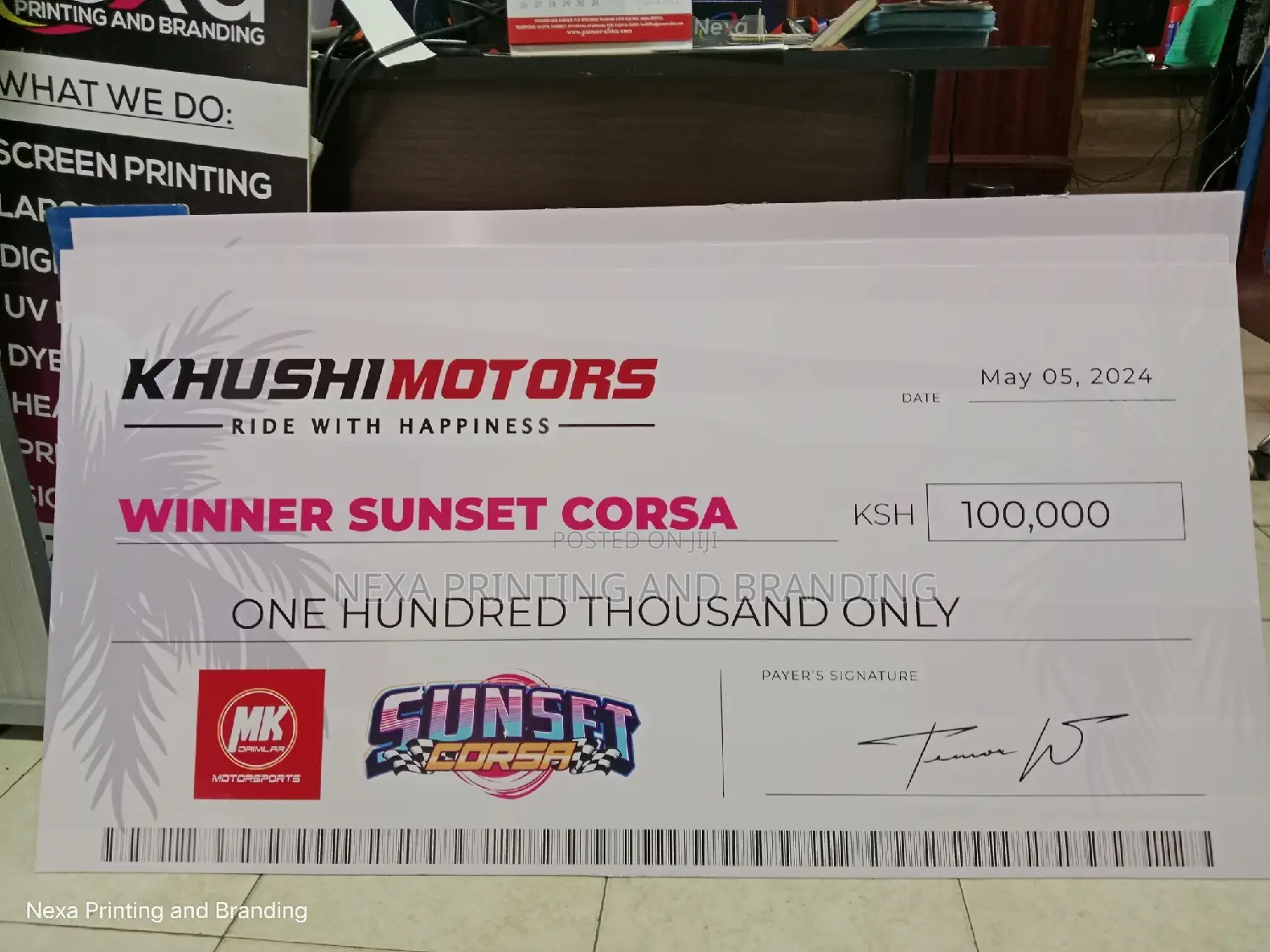 Large Presentation Cheque