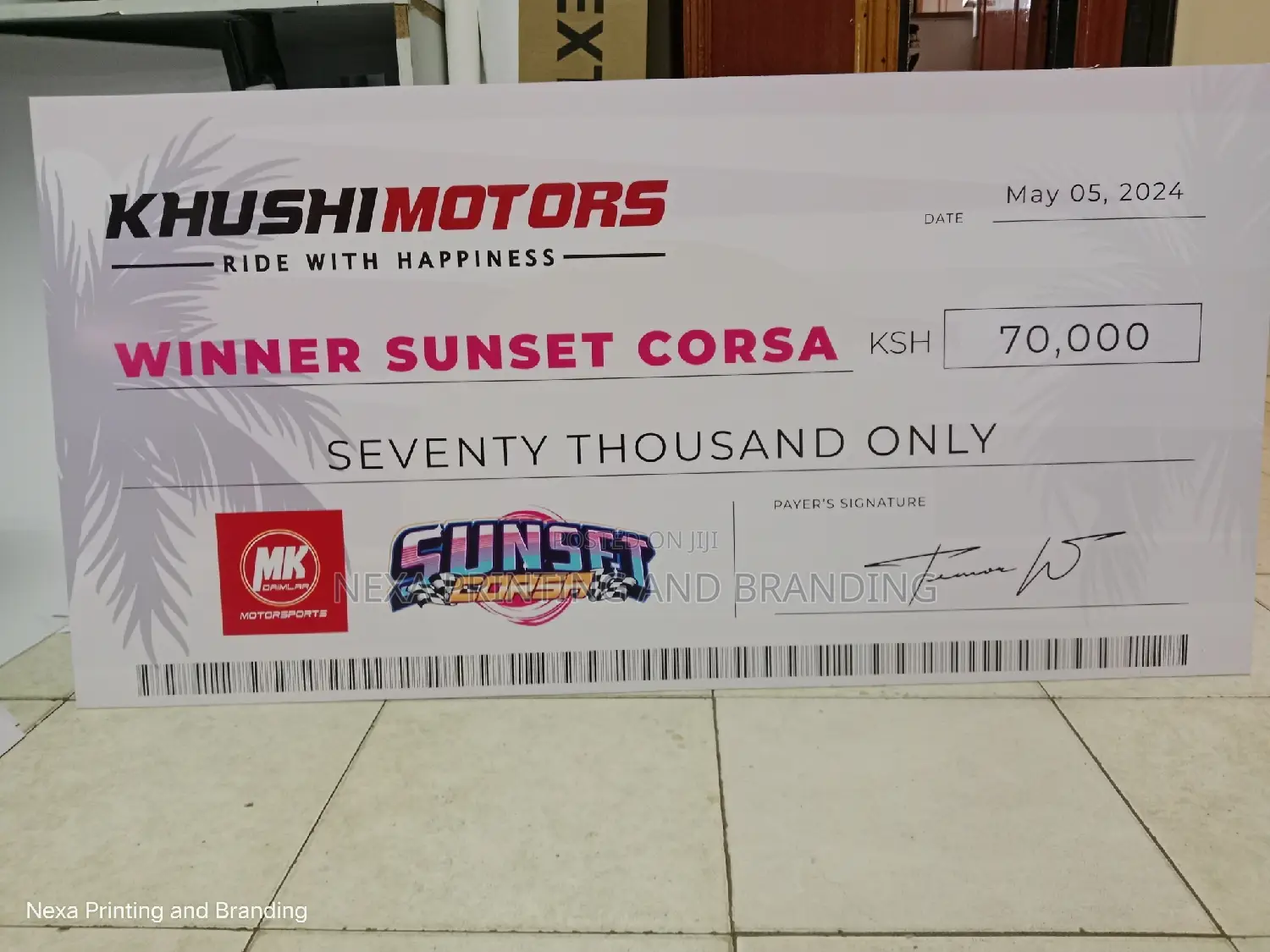 Large Presentation Cheque