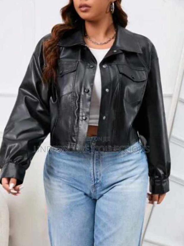 Executive Ladies Crop Top Leather Jacket - main view