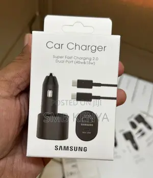 Samsung Dual Port Car Charger Usb-C, Usb-a , Usbc-C Cable