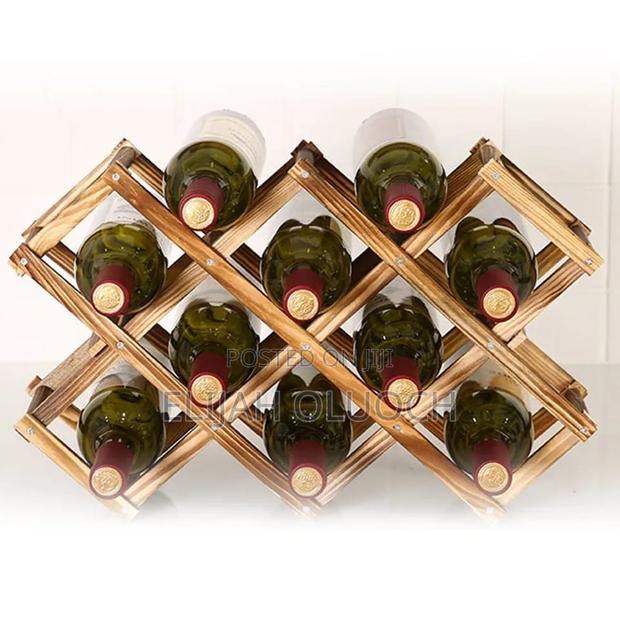 Foldable 10 Slot Wooden Wine Bottle Rack - thumbnail 2