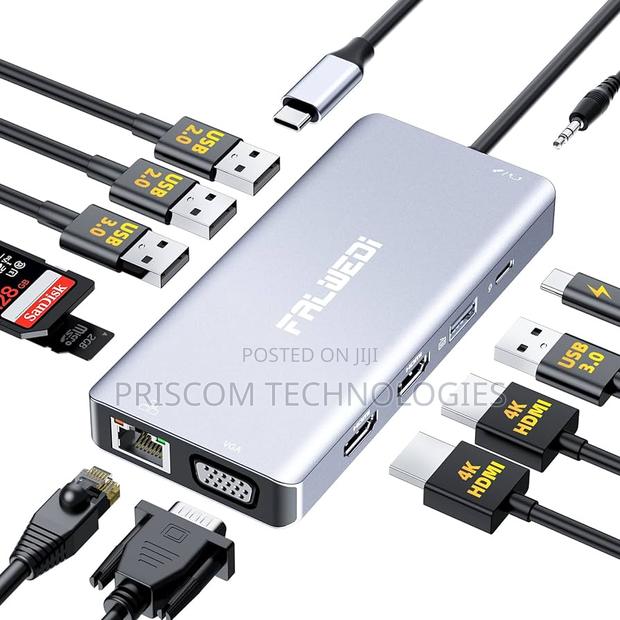 12 in 1 USB C Hub to Type C USB 3.0 USB 2.0 HDMI VGA TF S