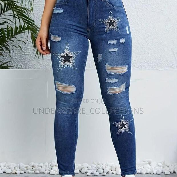 High Class Ladies Denim Trousers With Star Decorations - thumbnail 2