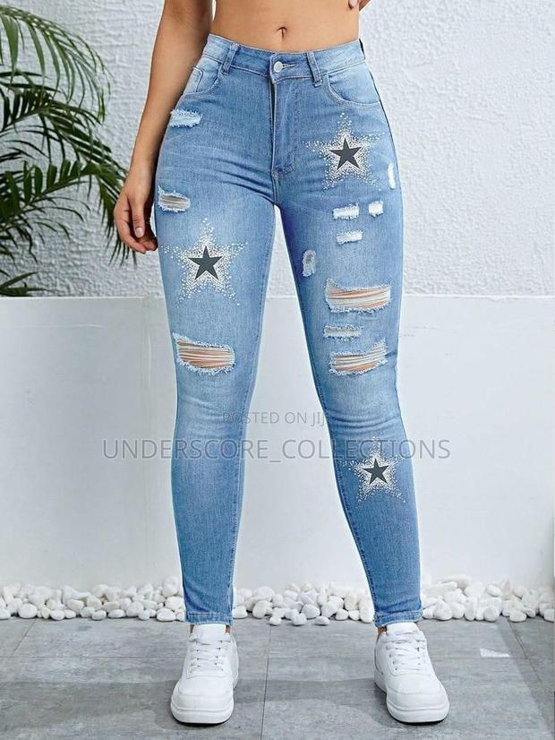 High Class Ladies Denim Trousers With Star Decorations - thumbnail 3