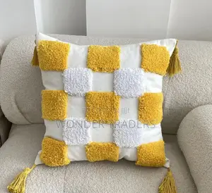 Mustard Yellow /White Canvas Pillow