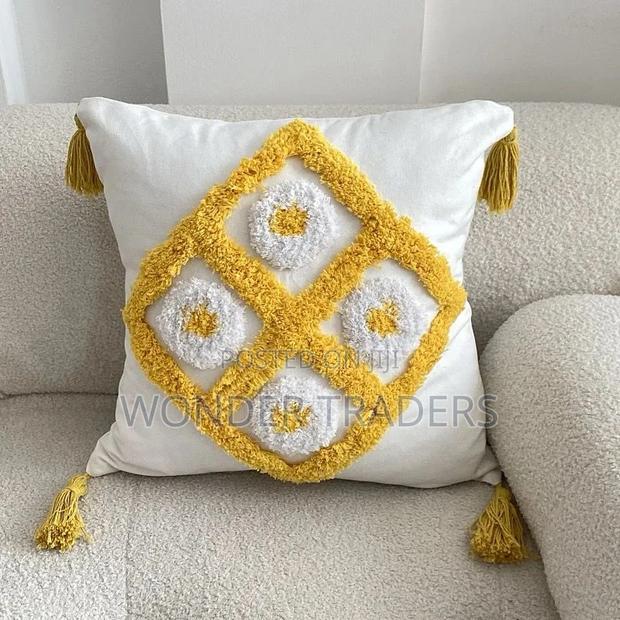 *Mustard Yellow /White Canvas Pillow* - main view