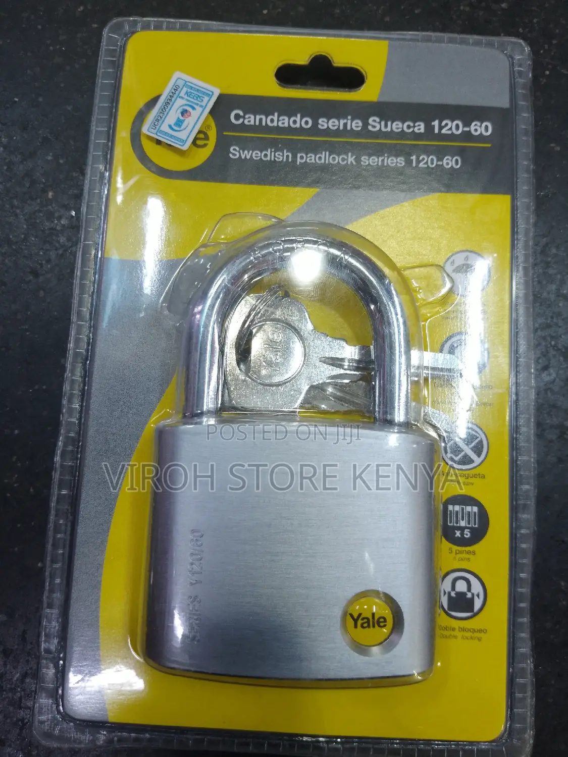 Yale Padlock 60mm Series Y120/60 Yale 60mm 3 Keys Padlock