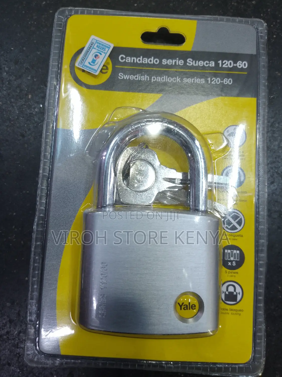 Yale Padlock 60mm Series Y120/60 Yale 60mm 3 Keys Padlock