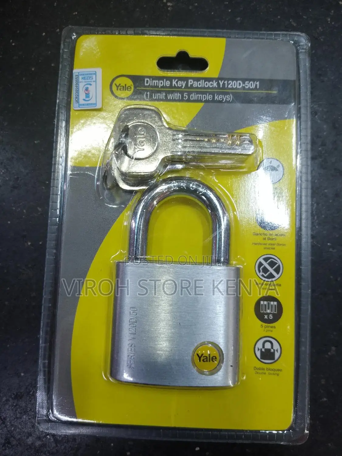 Yale 50mm Padlock 5 Dimple Keys Series Y120d/
