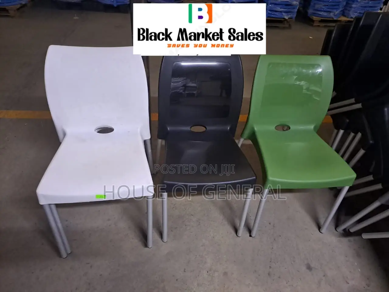 Strong Armless Plastic Chair With Metal Legs