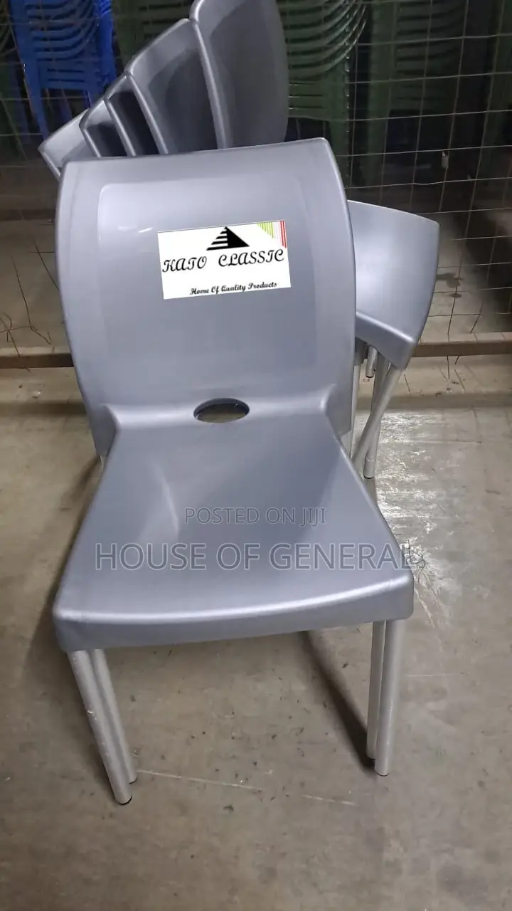 Armless Plastic Chair With Metal Tubing Legs