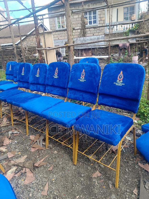 Church Chairs, Blue With Logo