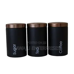 3 in 1 Black Storage Canisters