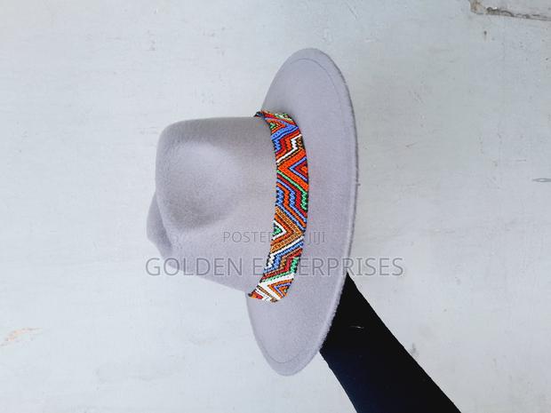 Grey Wide Brim Fedora Hat - main view