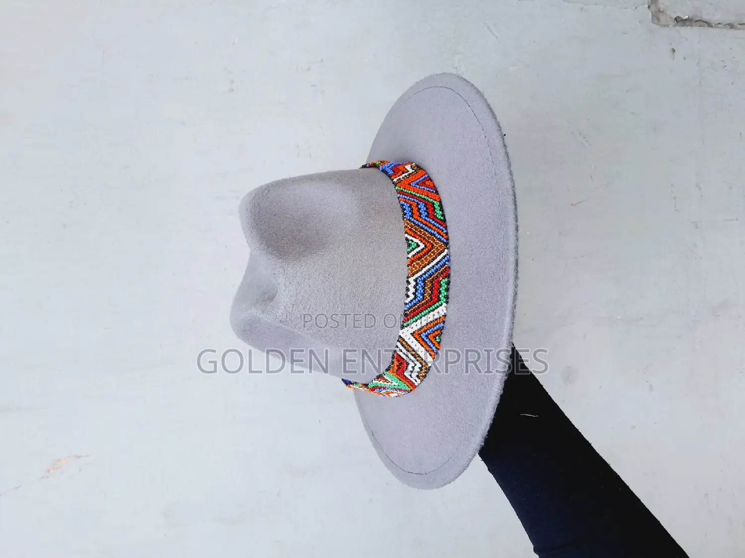 Grey Wide Brim Fedora Hat