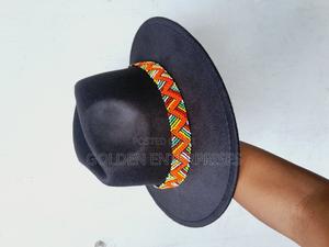 Black Wide Brim Beaded Fedora Hat - thumbnail 2
