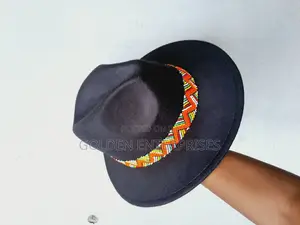 Black Wide Brim Beaded Fedora Hat