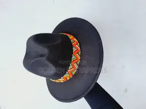 Black Wide Brim Beaded Fedora Hat