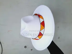 White Wide Brim Beaded Fedora Hat