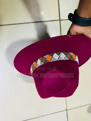 Maroon Wide Brim Beaded Fedora Hat
