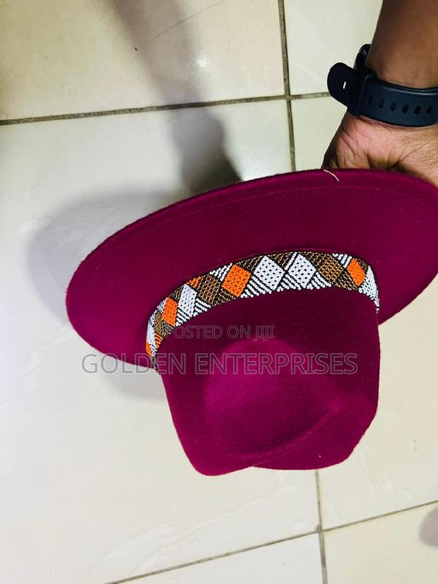 Maroon Wide Brim Beaded Fedora Hat - main view