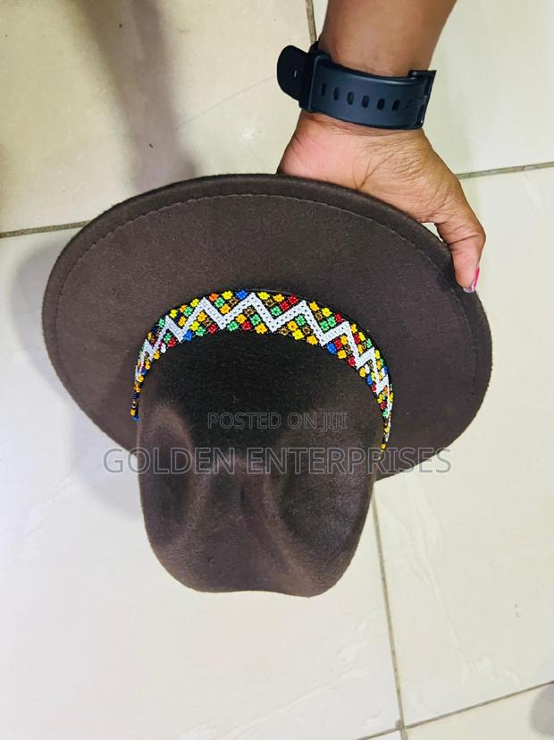 Black Wide Brim Beaded Fedora Hat - main view