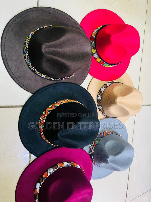 Wide Brim Beaded Fedora Hat - thumbnail 2
