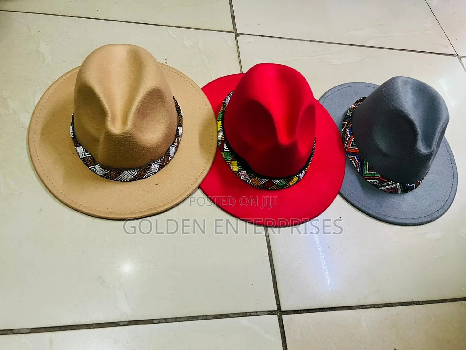 Wide Brim Beaded Fedora Hat