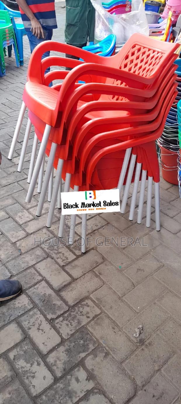 Strong Plastic Chair With Metal Tubing Legs