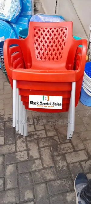 Strong Plastic Chair With Metal Tubing Legs