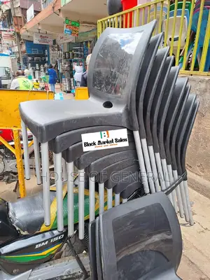 Armless Plastic Chair With Metal Tubing Legs