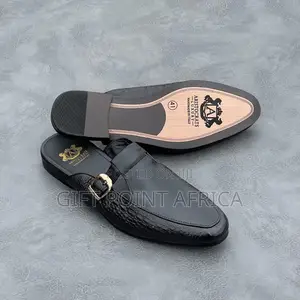 Black Mules Leather Shoes Fo Men