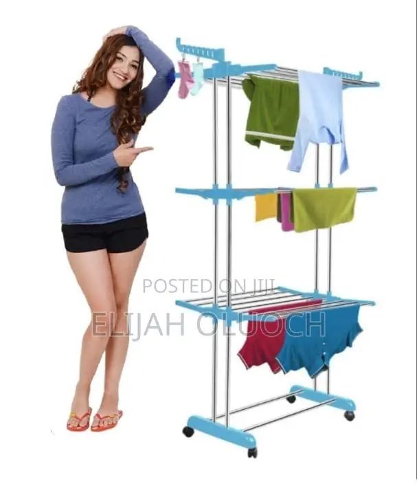  Three Layer Laundry Drying Rack With Hanger