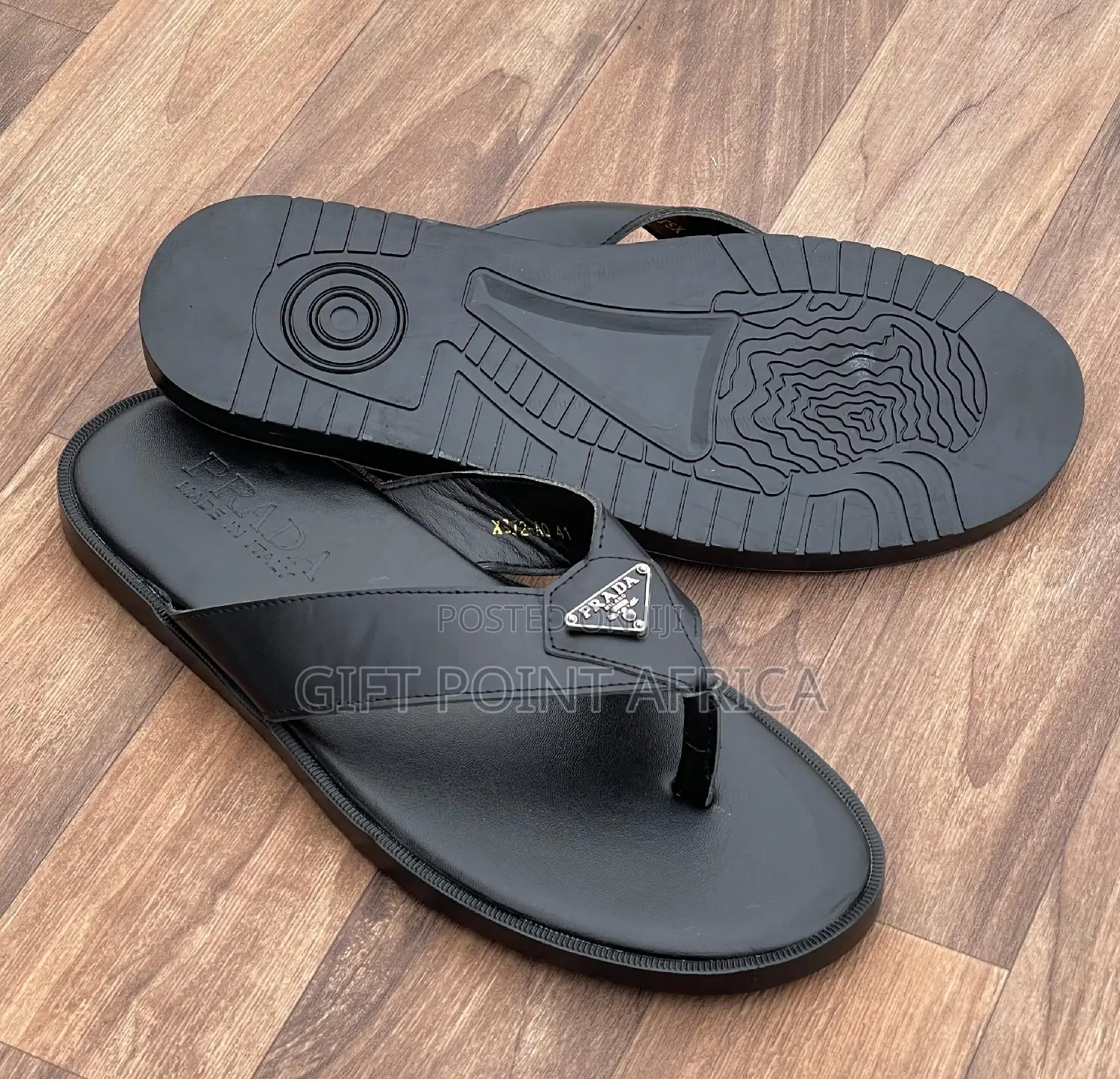 Black Leather Sandals for Men