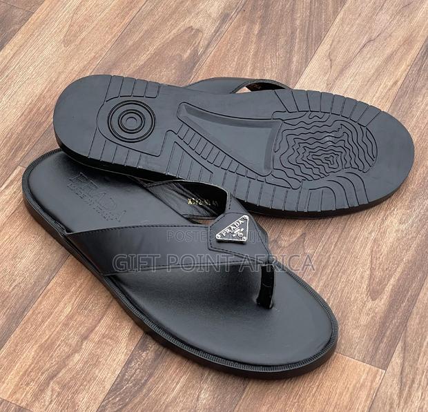 Black Leather Sandals for Men