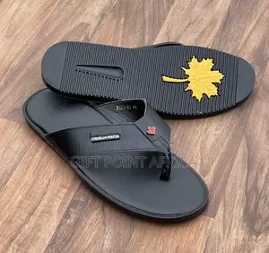 Black Leather Sandals for Men