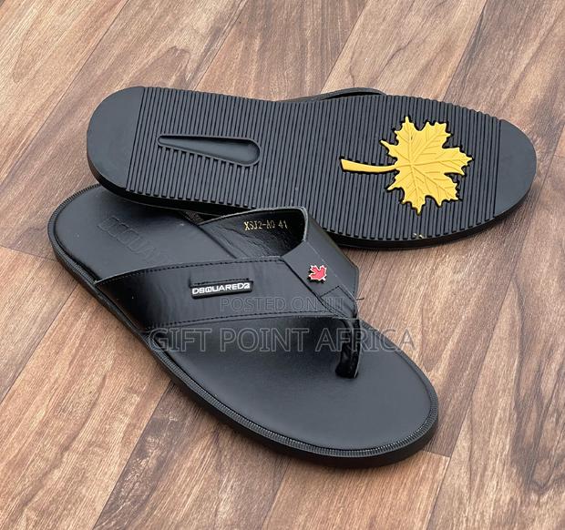 Black Leather Sandals for Men - thumbnail 2