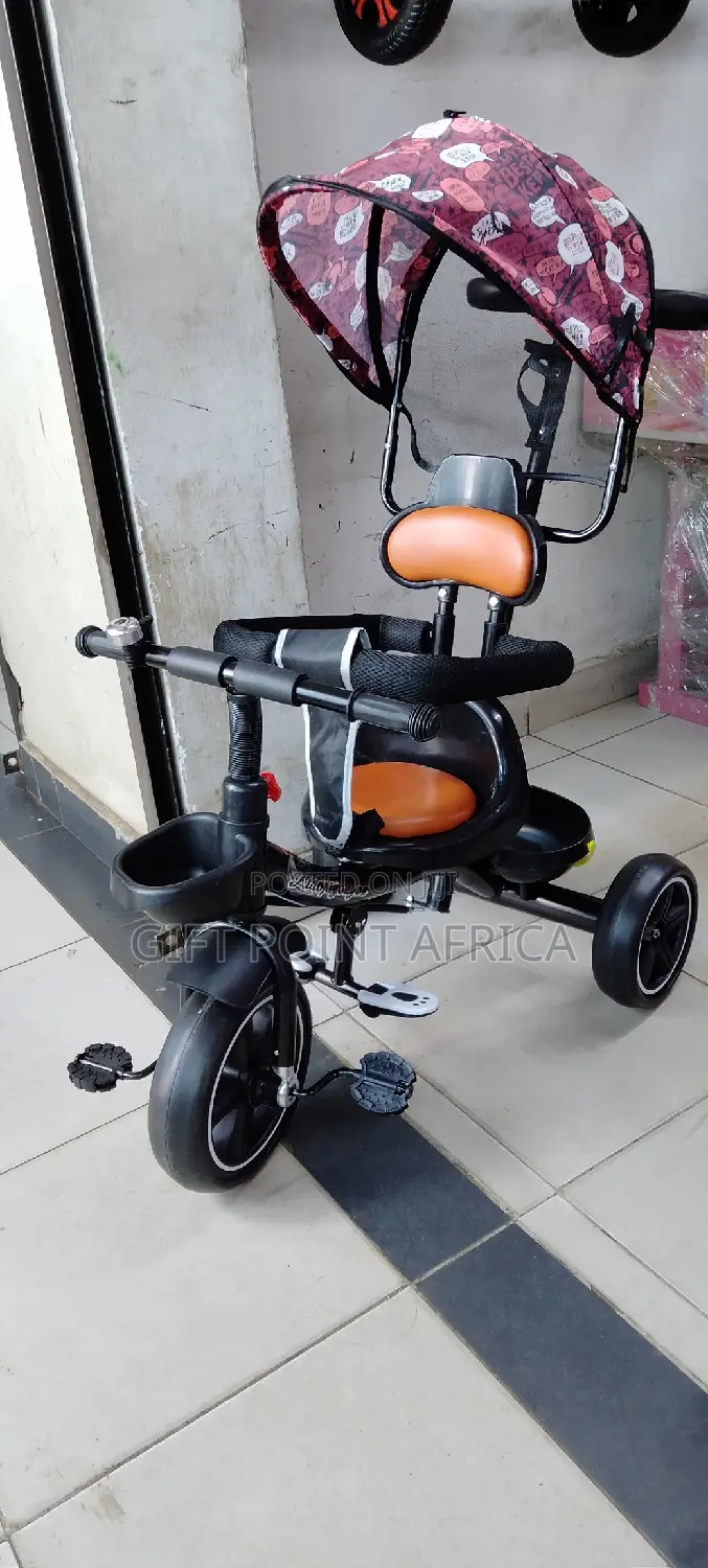 Kids Push Hand Tricycle With a Canopy for Shade