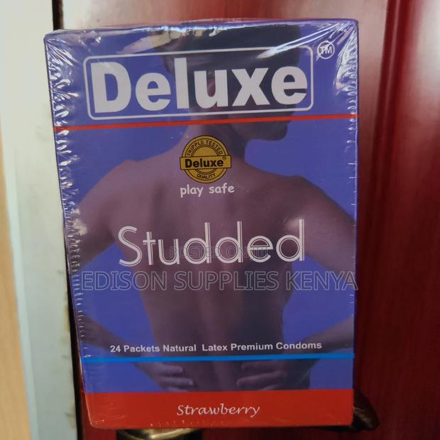 Deluxe Condoms 24 Pack*3s Deluxe Strawberry Studded Condoms