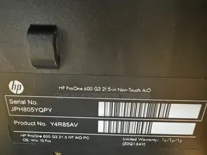 Desktop Computer HP ProOne 600 G3 8GB Intel Core I5 SSD 256GB
