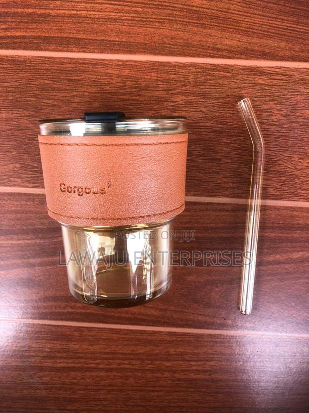 Glass Travel Mug With Leather Holder-450ml - main view