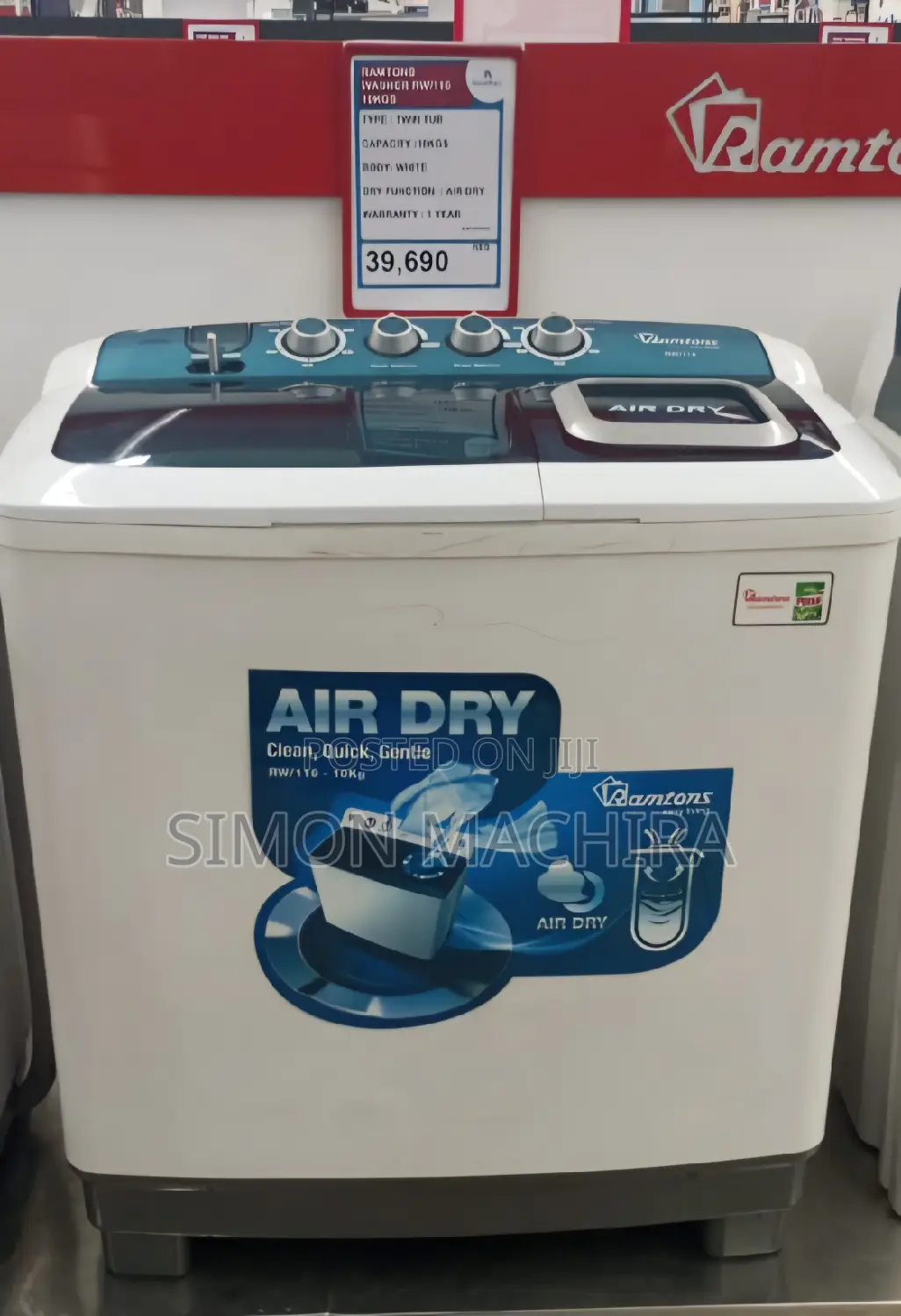 Ramtons 10kgs Twin-tub Washing Machine