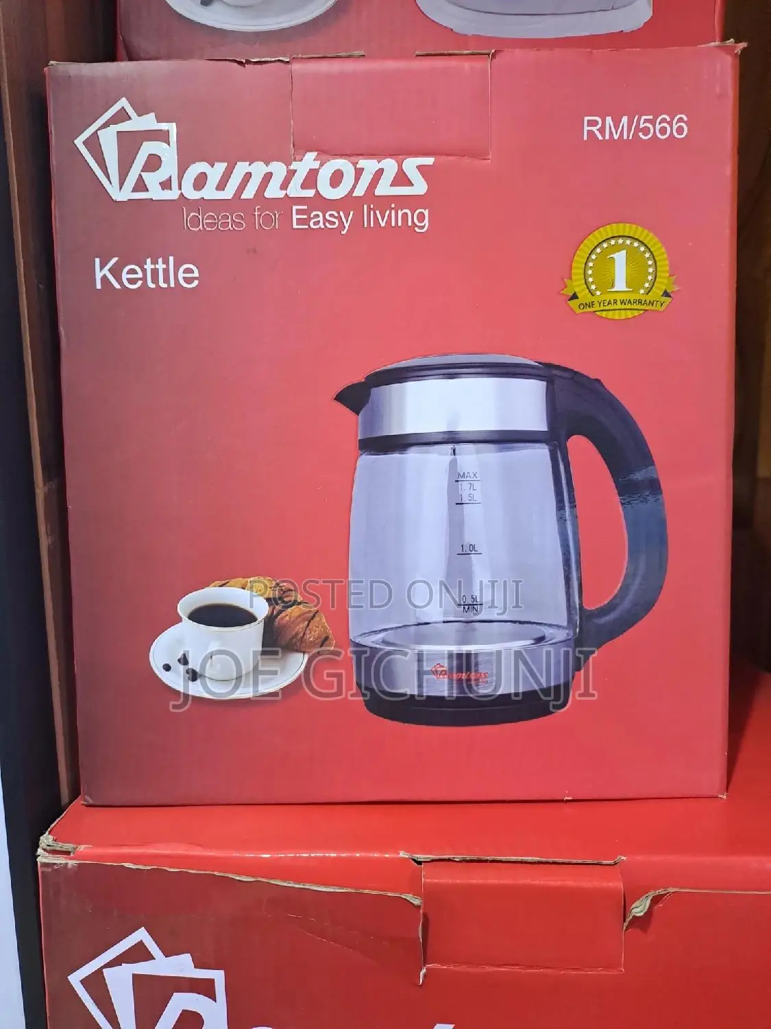 Ramtons Cordless Glass Jug Kettle 1.7 Liters – RM/566