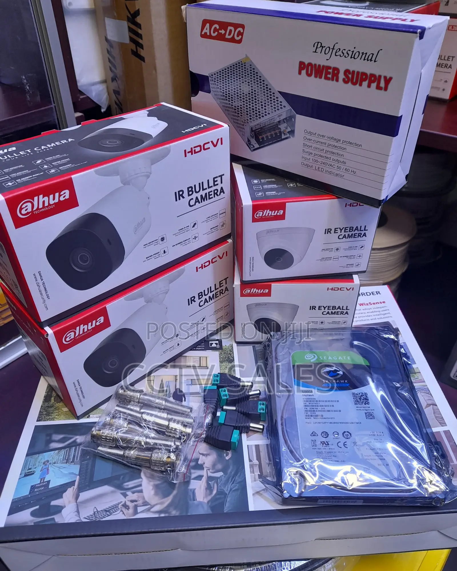 Dahua 4 Camera CCTV Kit (With 500GB+50M Cable) 1080p