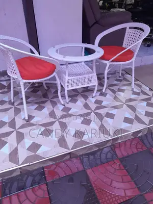 2 Seater White Outdoor Set With Cushions