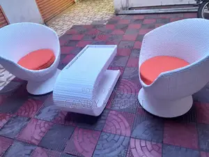White Big 2 Seater Outdoor Set With Orange Cushions